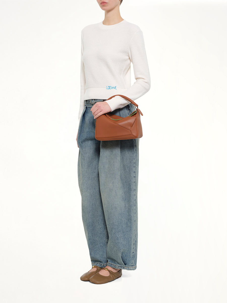 Wool Sweater in Ecru/Blue