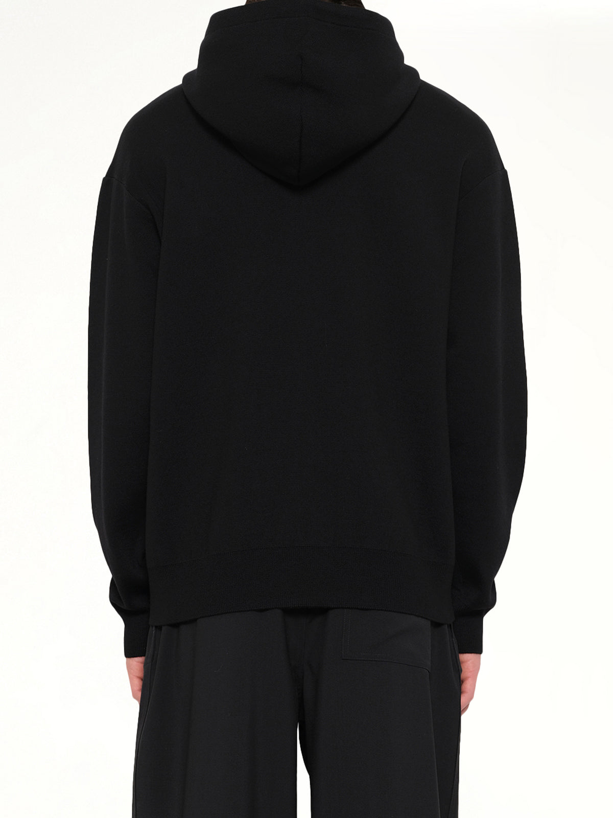 Wool Zip-Up Hoodie in Black