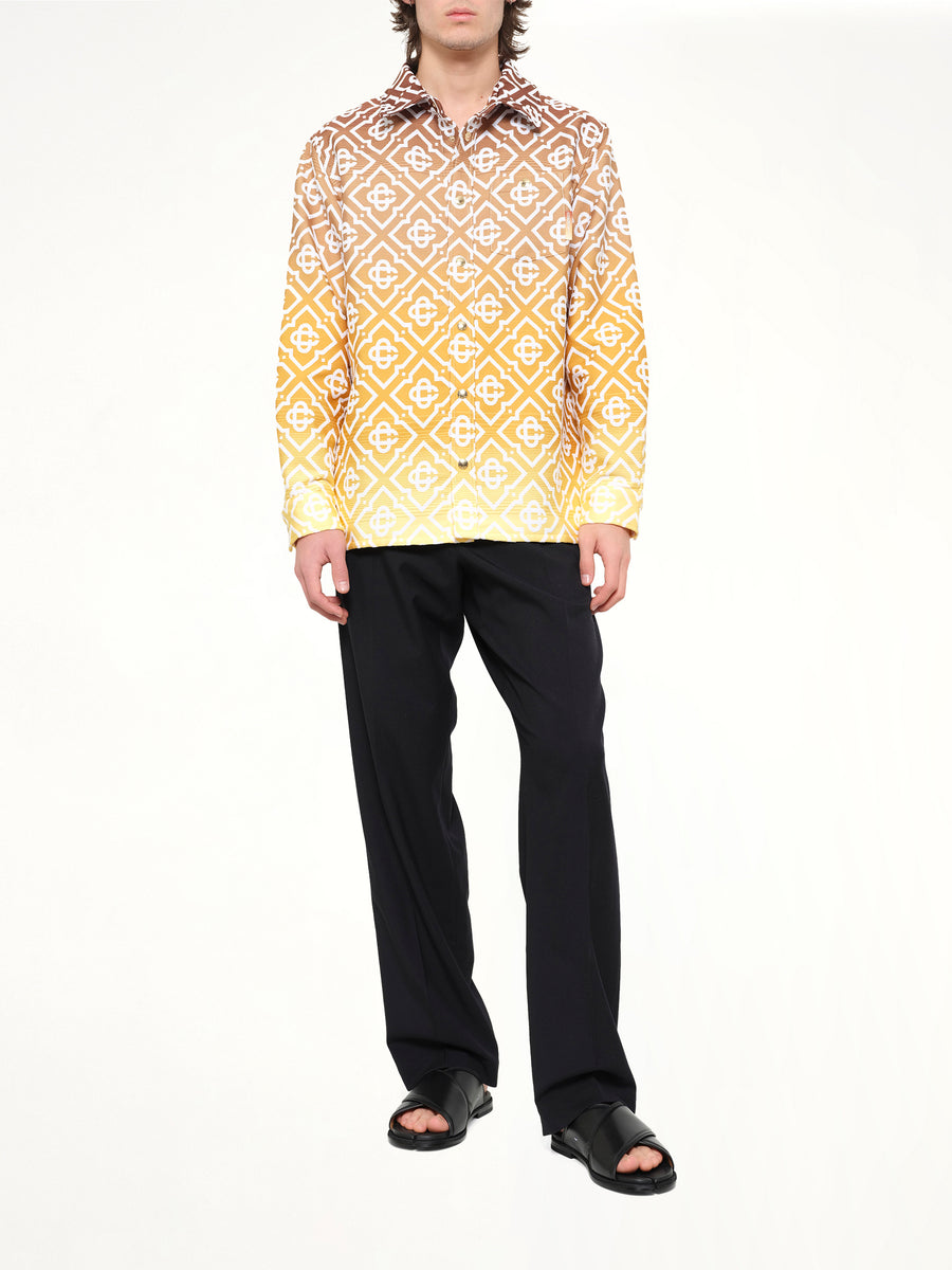 Boucle Jacquard Monogram Shacket in Brown