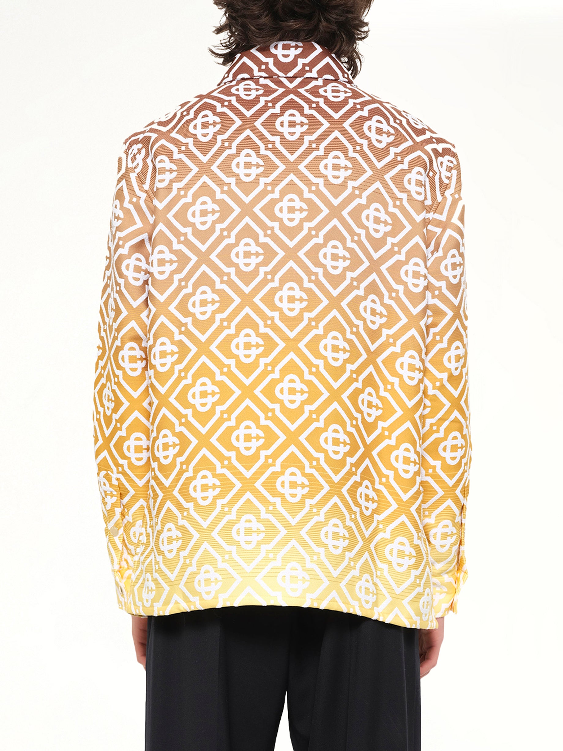 Boucle Jacquard Monogram Shacket in Brown