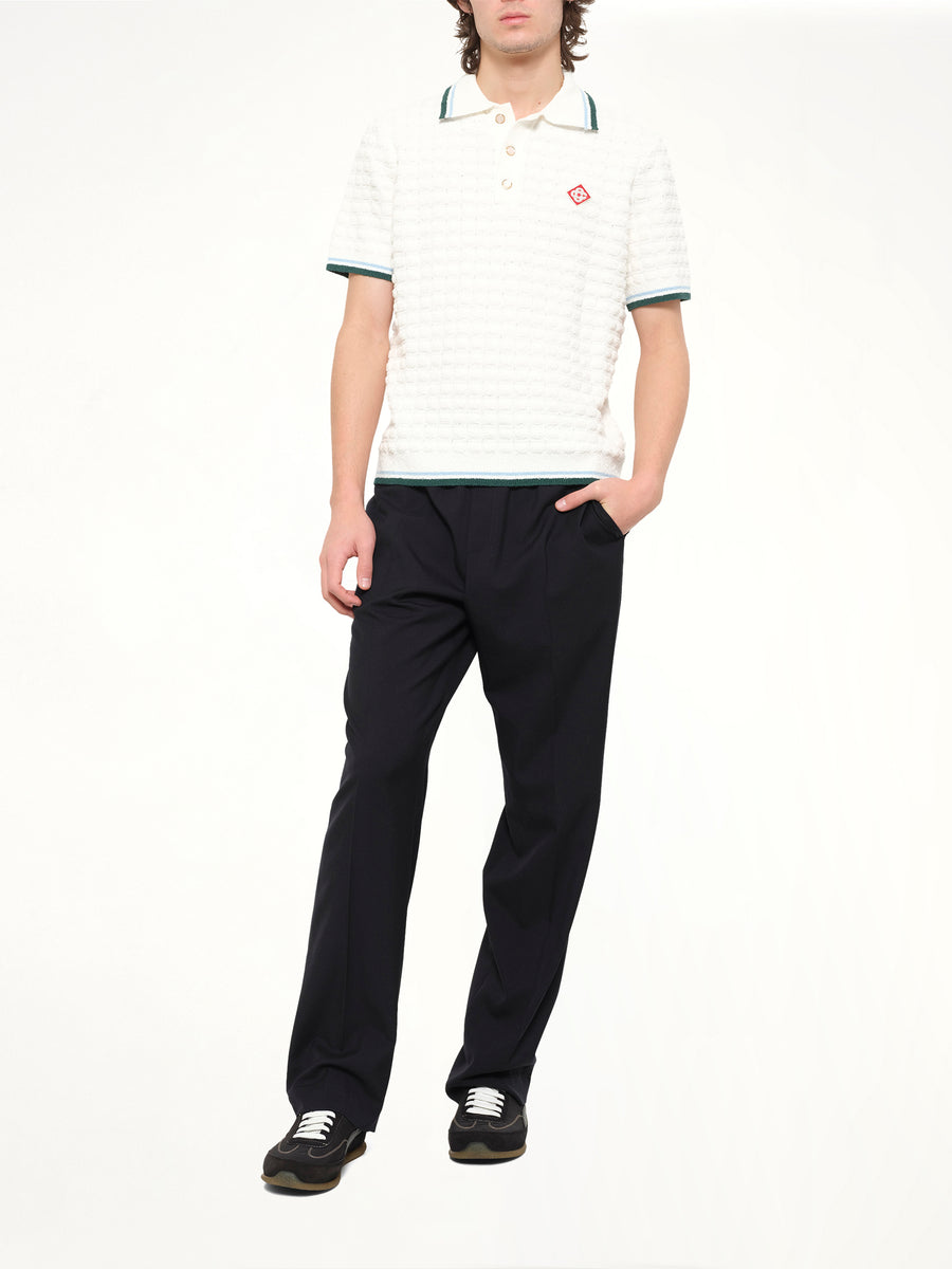 Boucle Short Sleeve Polo in White