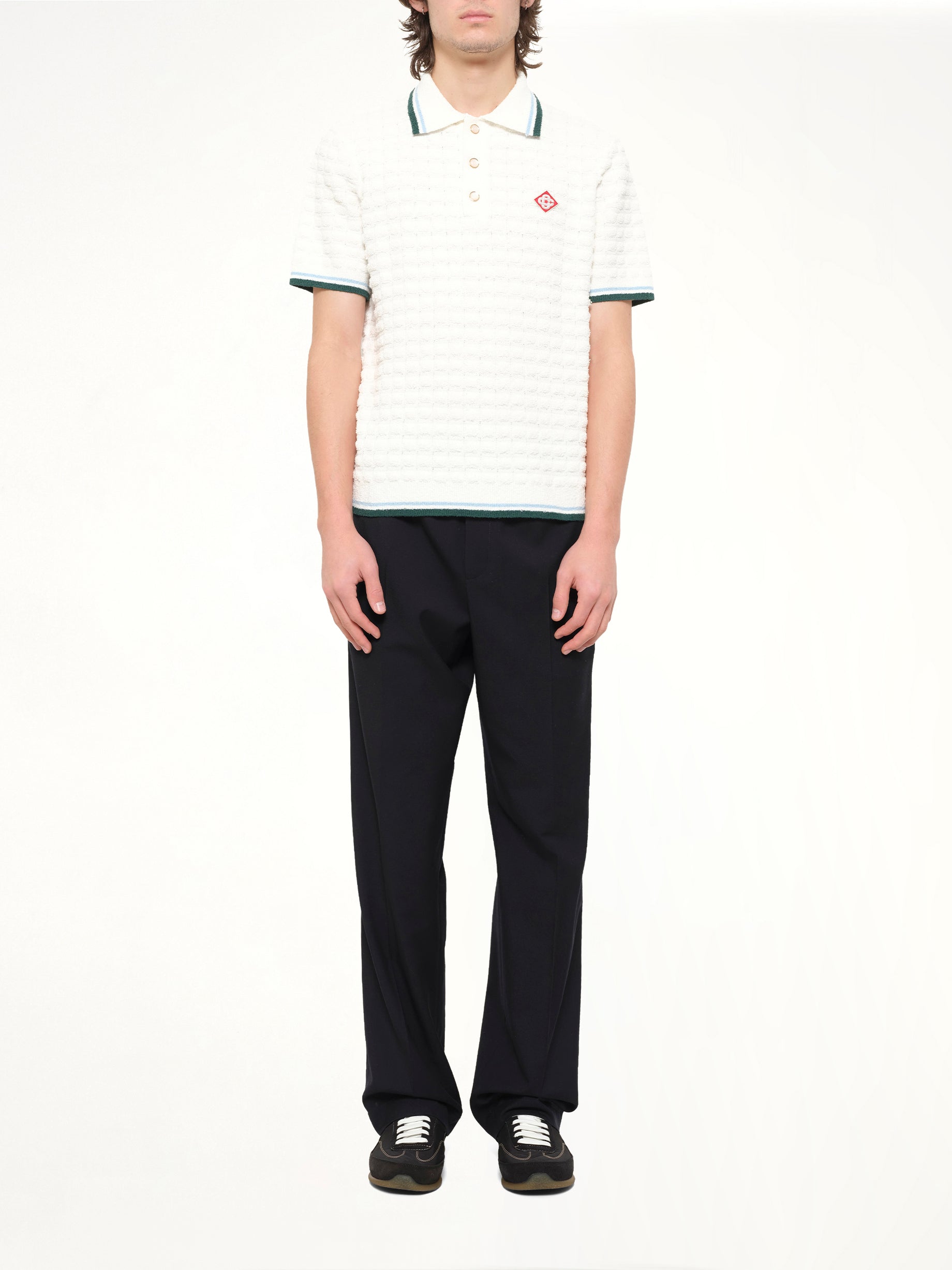 Boucle Short Sleeve Polo in White