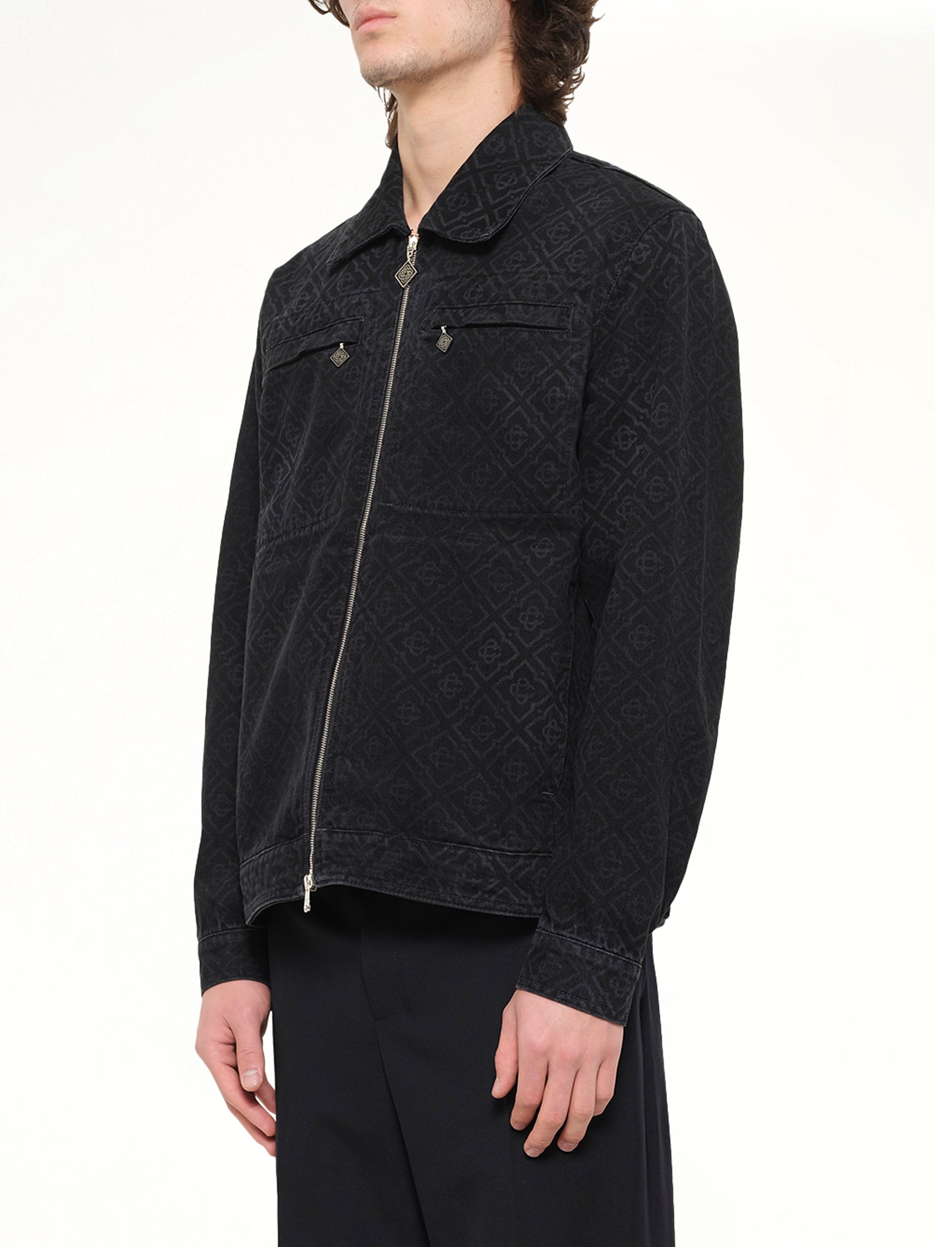 Denim Monogram Jacket in Black