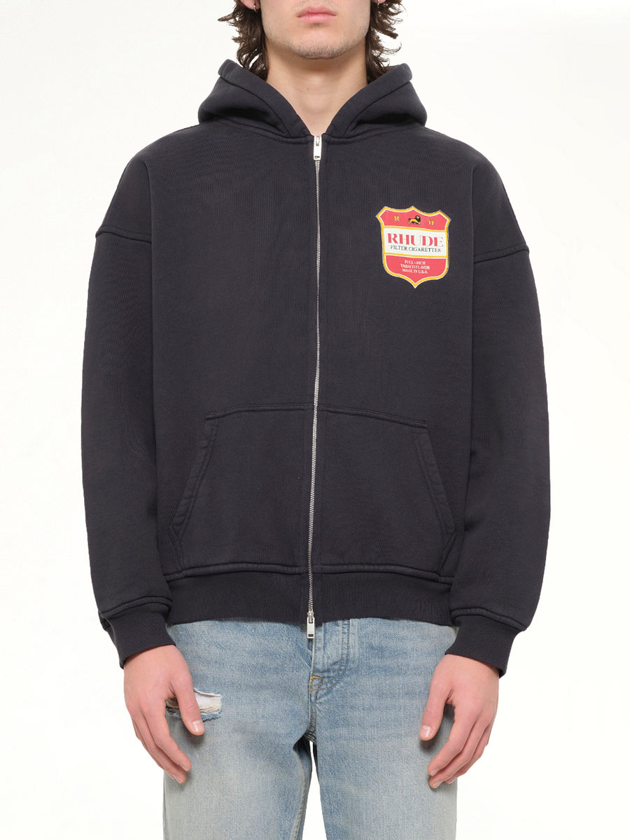 Filtaro Crest Zip-Up Hoodie in Vintage Black