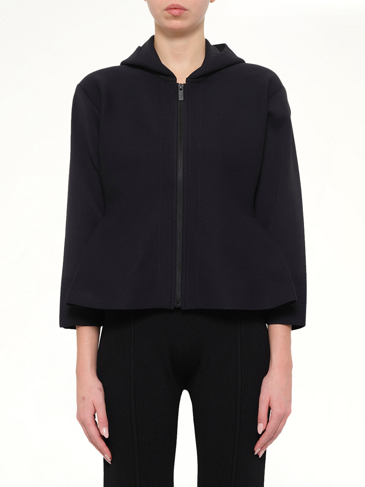 Milan Hoodie Flare Jacket in Black