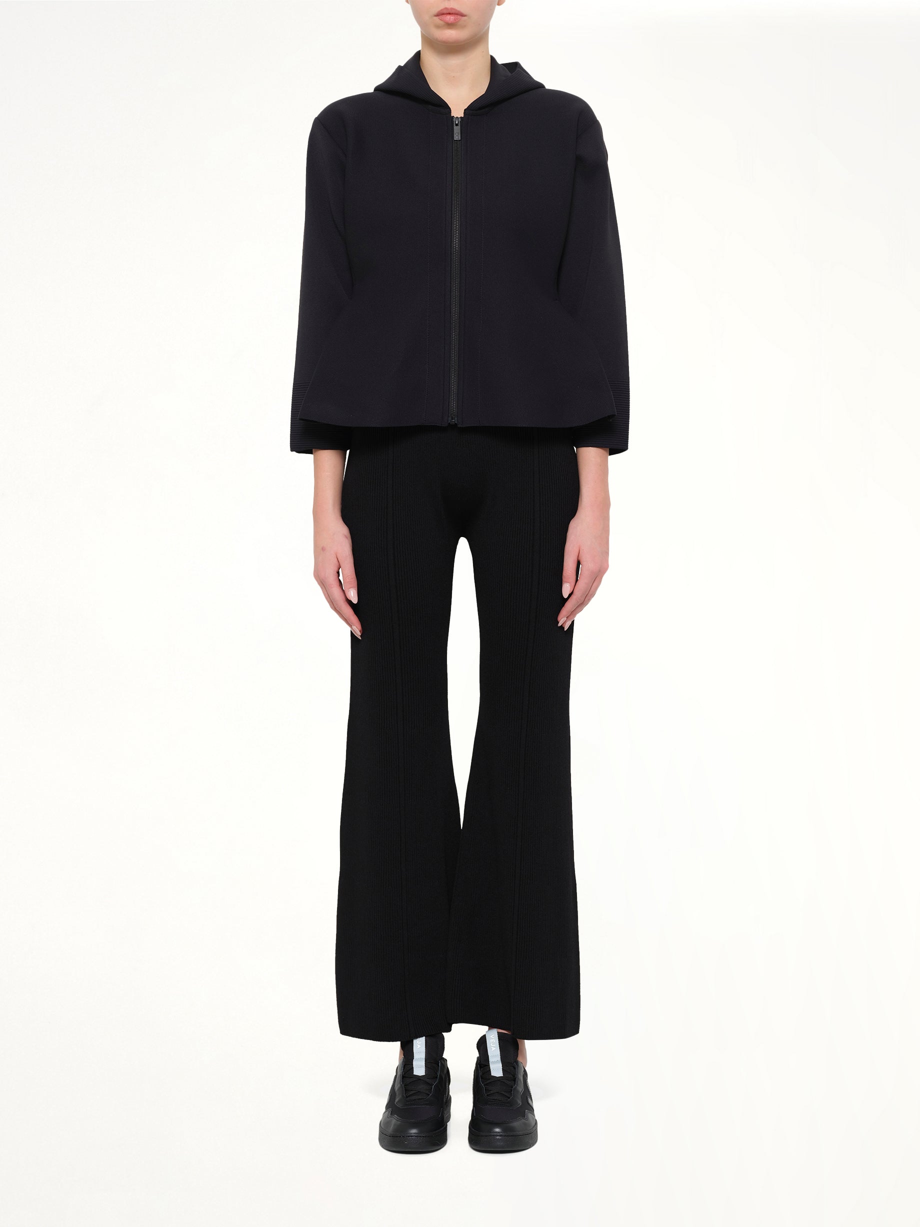 Milan Hoodie Flare Jacket in Black