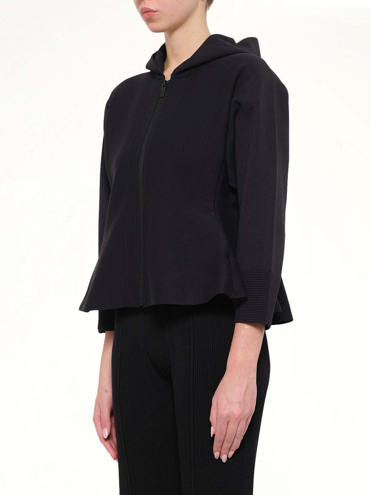 Milan Hoodie Flare Jacket in Black