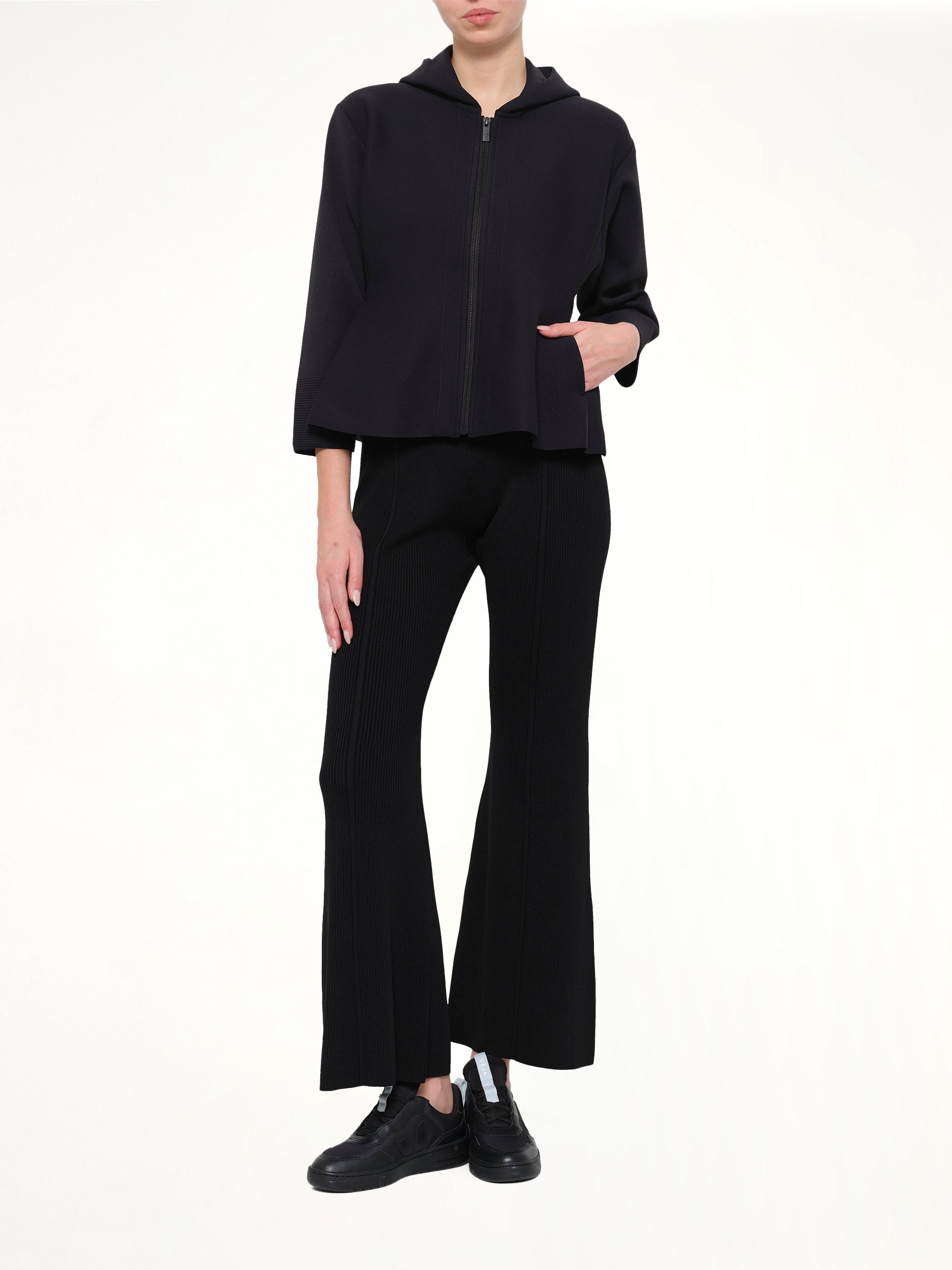 Milan Hoodie Flare Jacket in Black