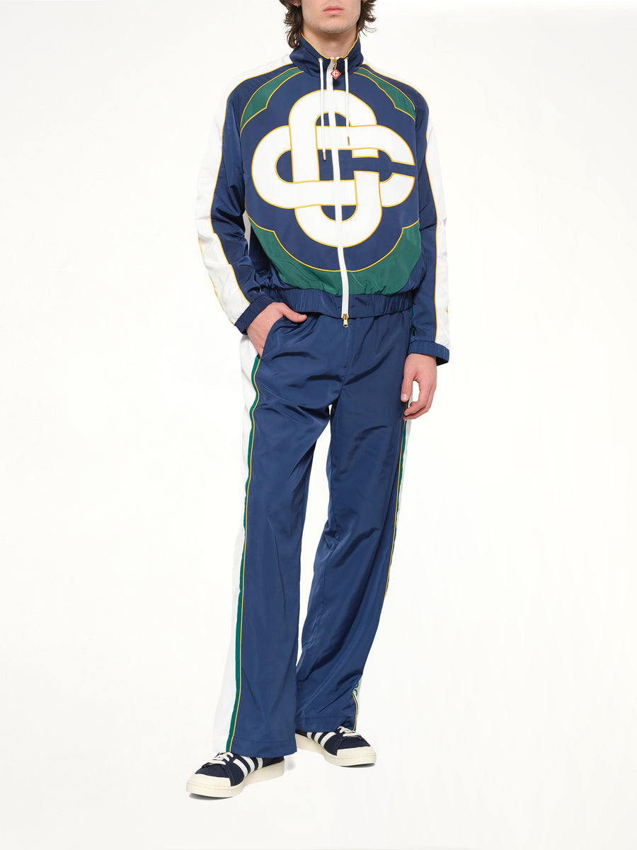Poly Tafferta Track Pants in Navy