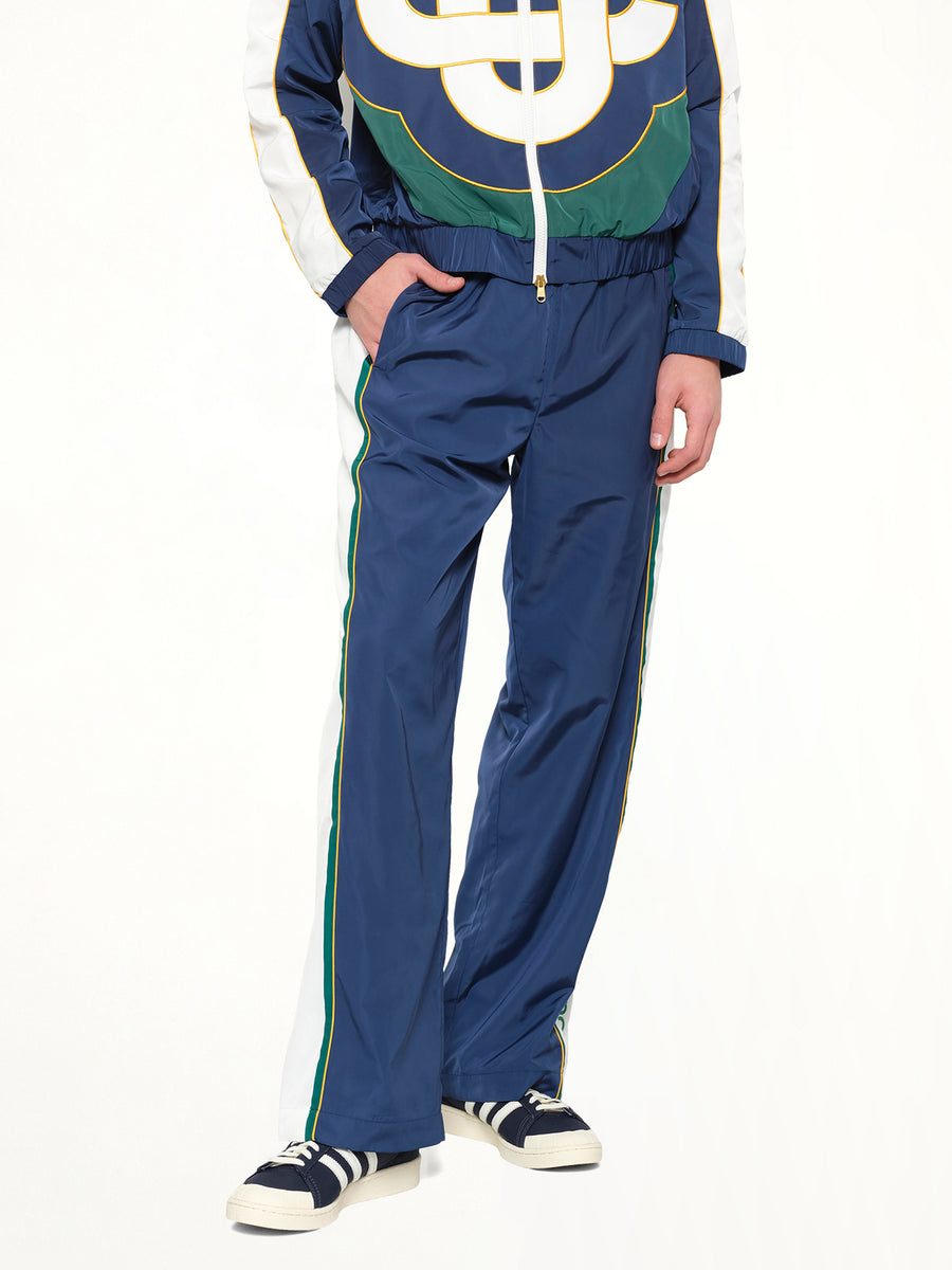 Poly Tafferta Track Pants in Navy