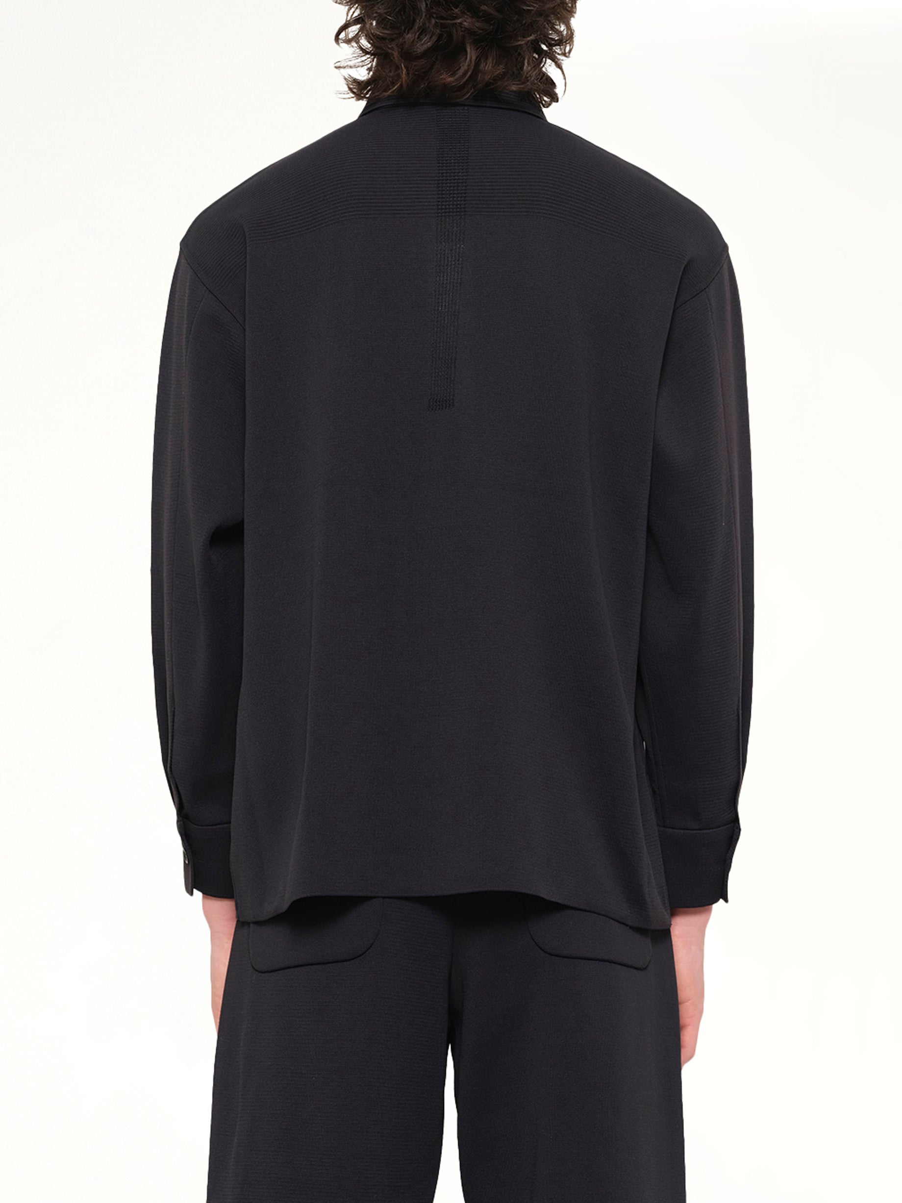 Soft Milan Covered Placket Shirt in Black