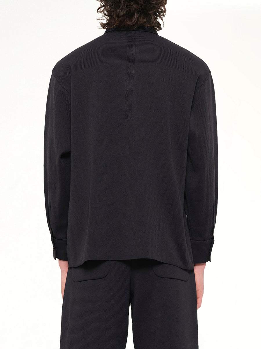 Soft Milan Covered Placket Shirt in Black