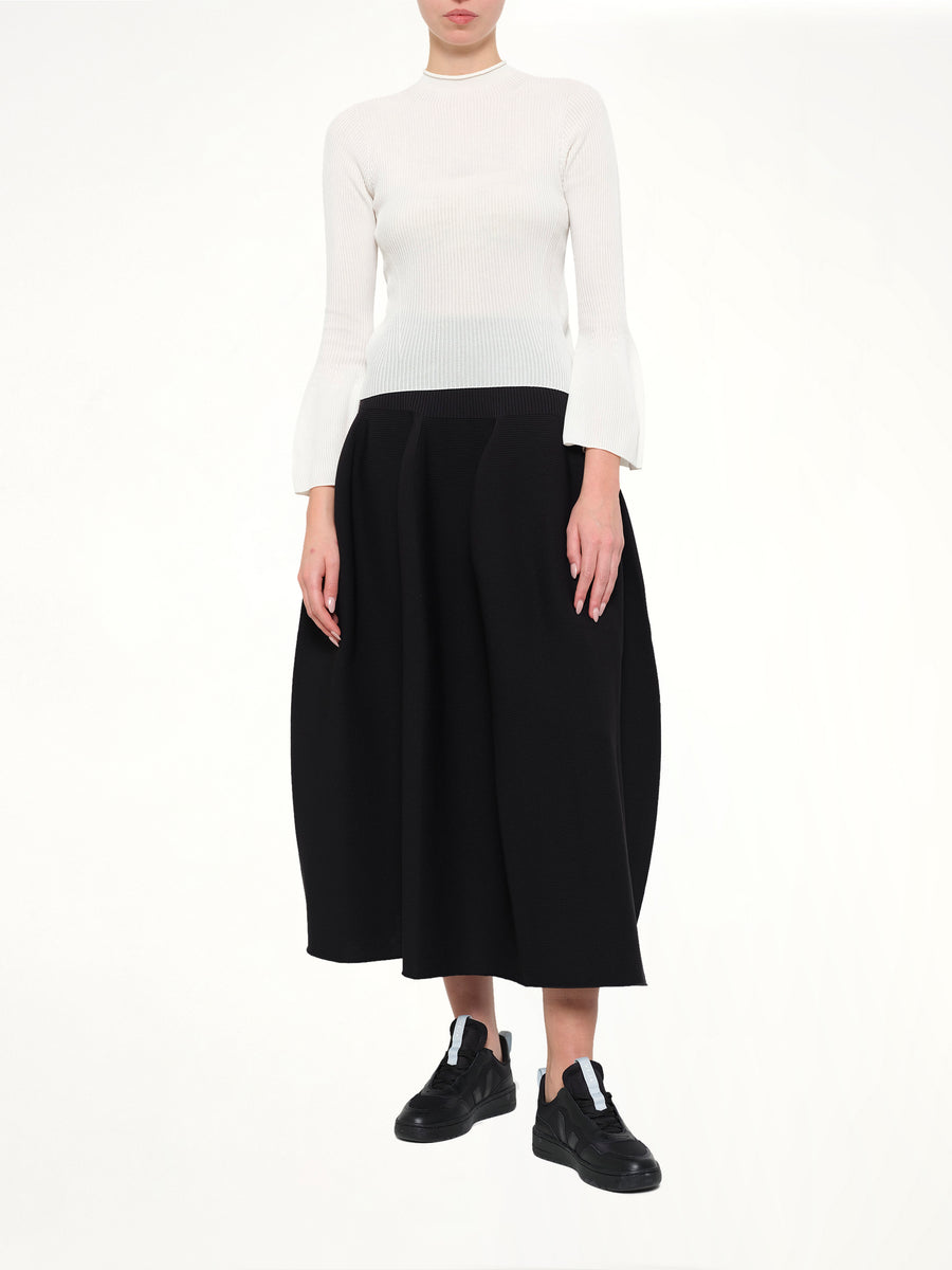Soft Portrait Long Bell Sleeve Top in White