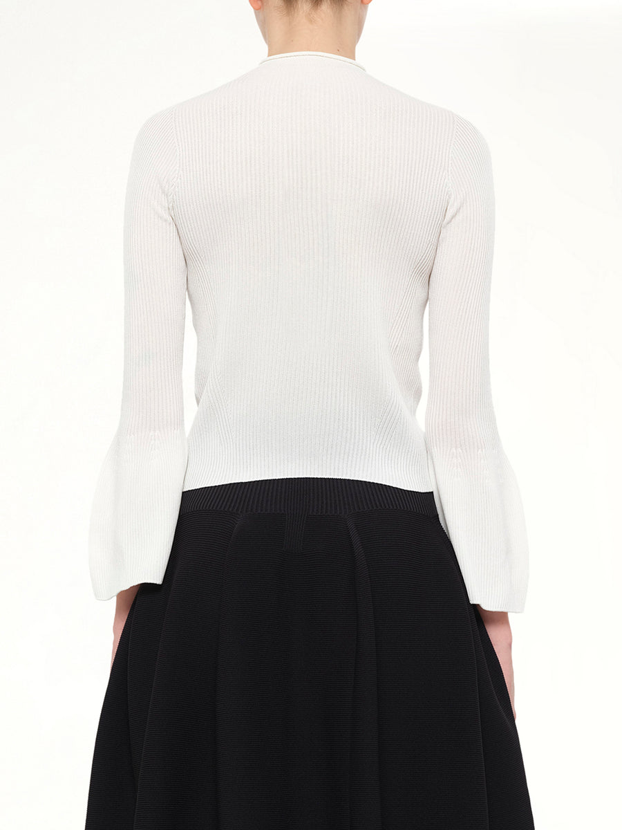 Soft Portrait Long Bell Sleeve Top in White