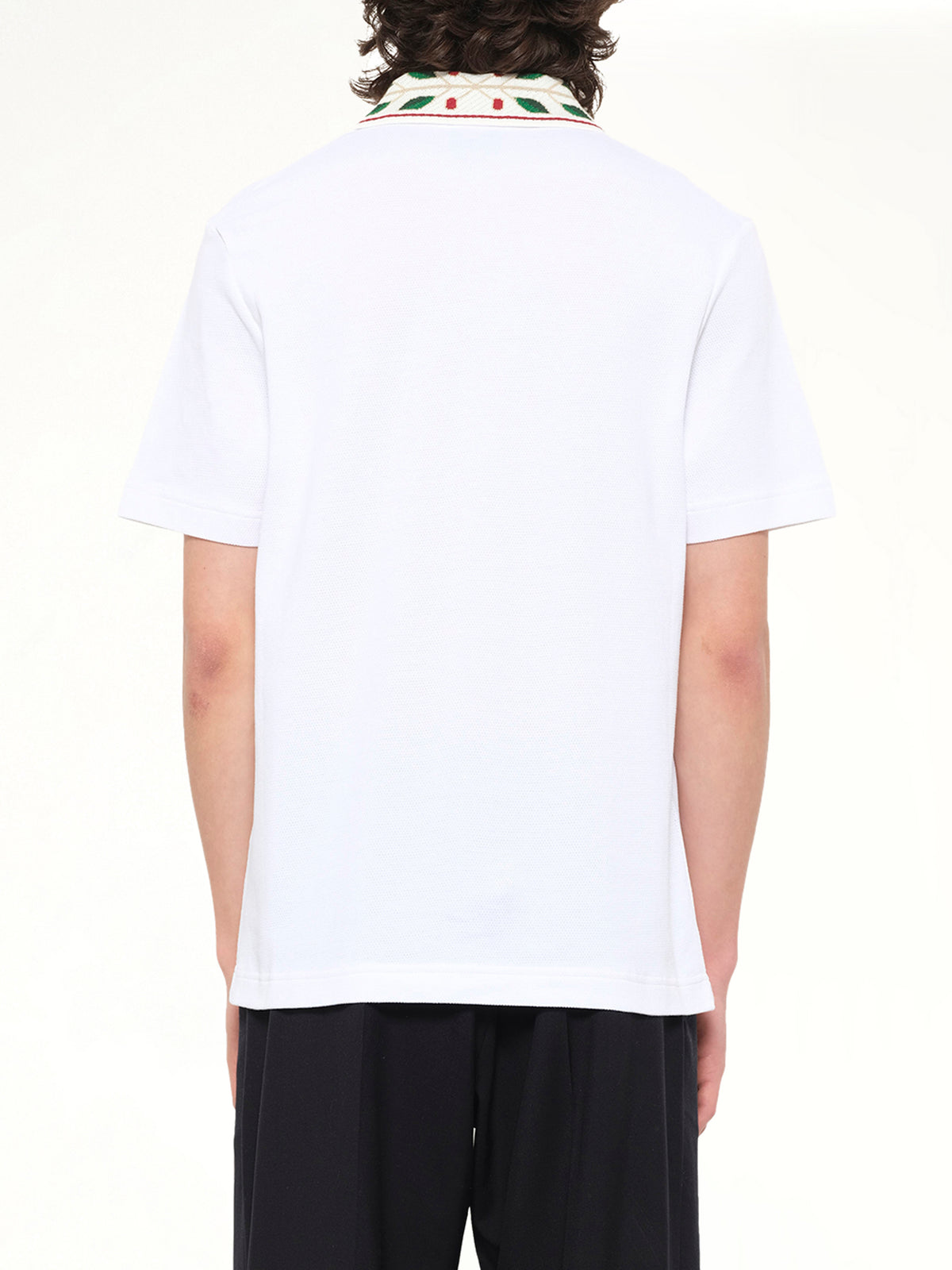 Textured Laurel Pique Polo in White