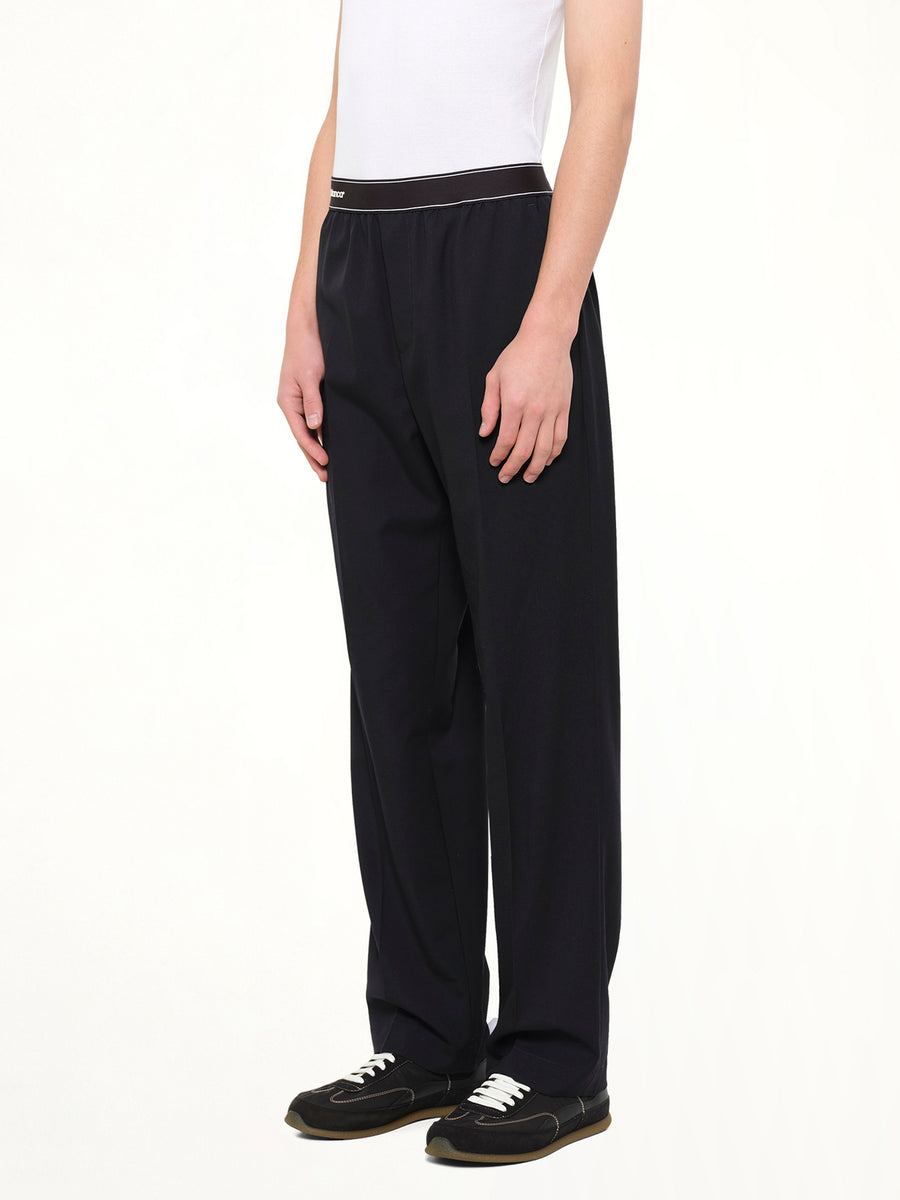 Wool Blend Sports Trouser in Black