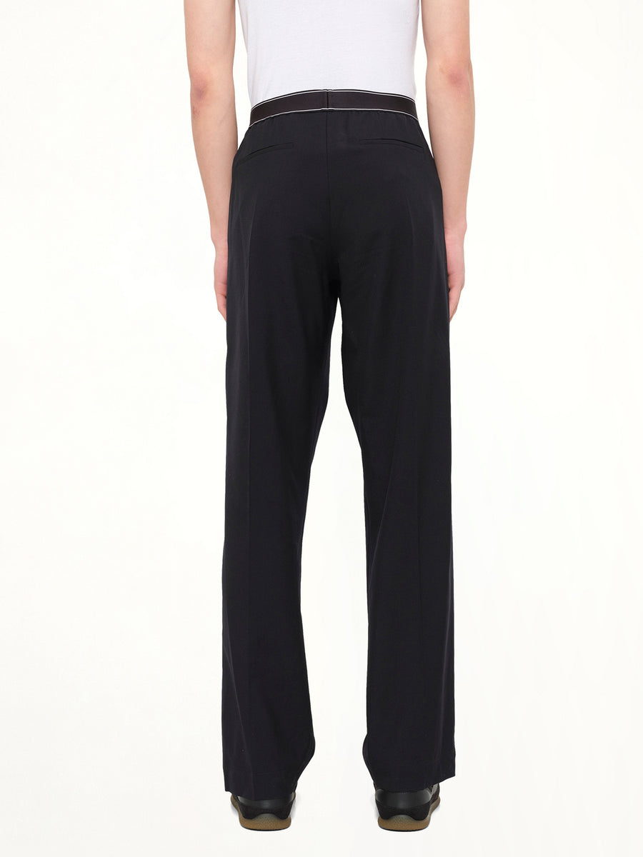 Wool Blend Sports Trouser in Black