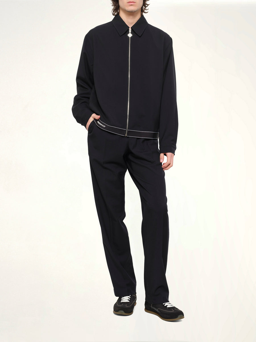 Wool Blend Sports Trouser in Black