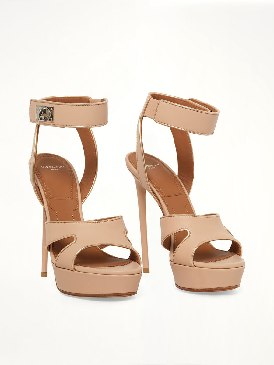 Shark Lock Heel 12.5 in Nude Pink