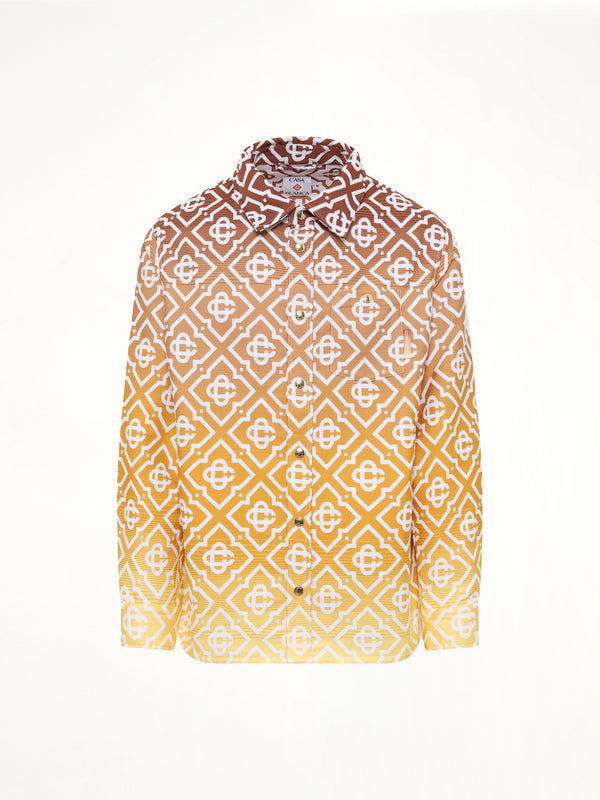 Boucle Jacquard Monogram Shacket in Brown