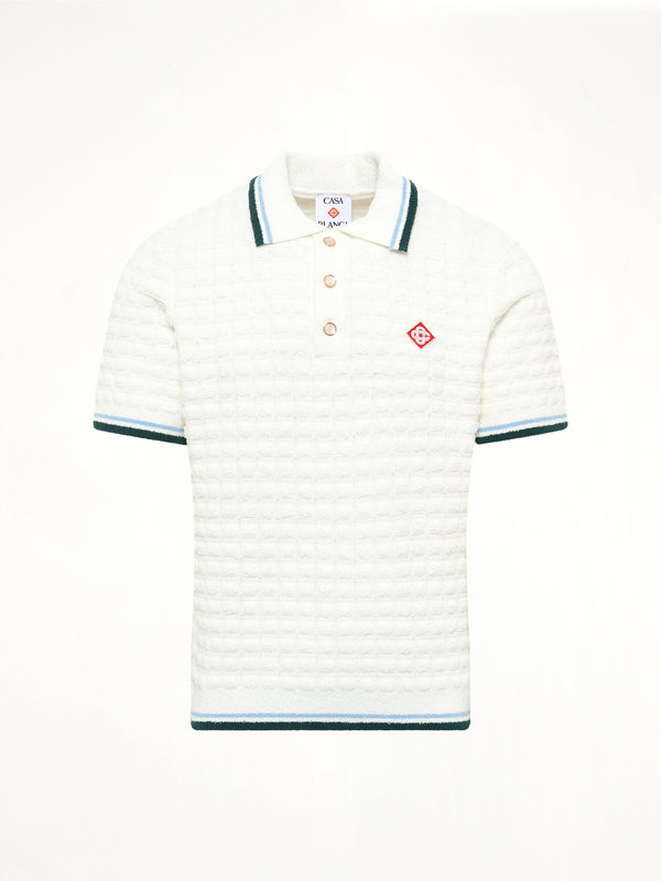 Boucle Short Sleeve Polo in White