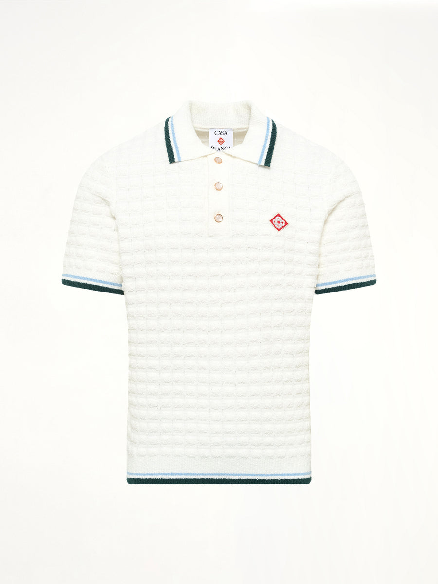 Boucle Short Sleeve Polo in White