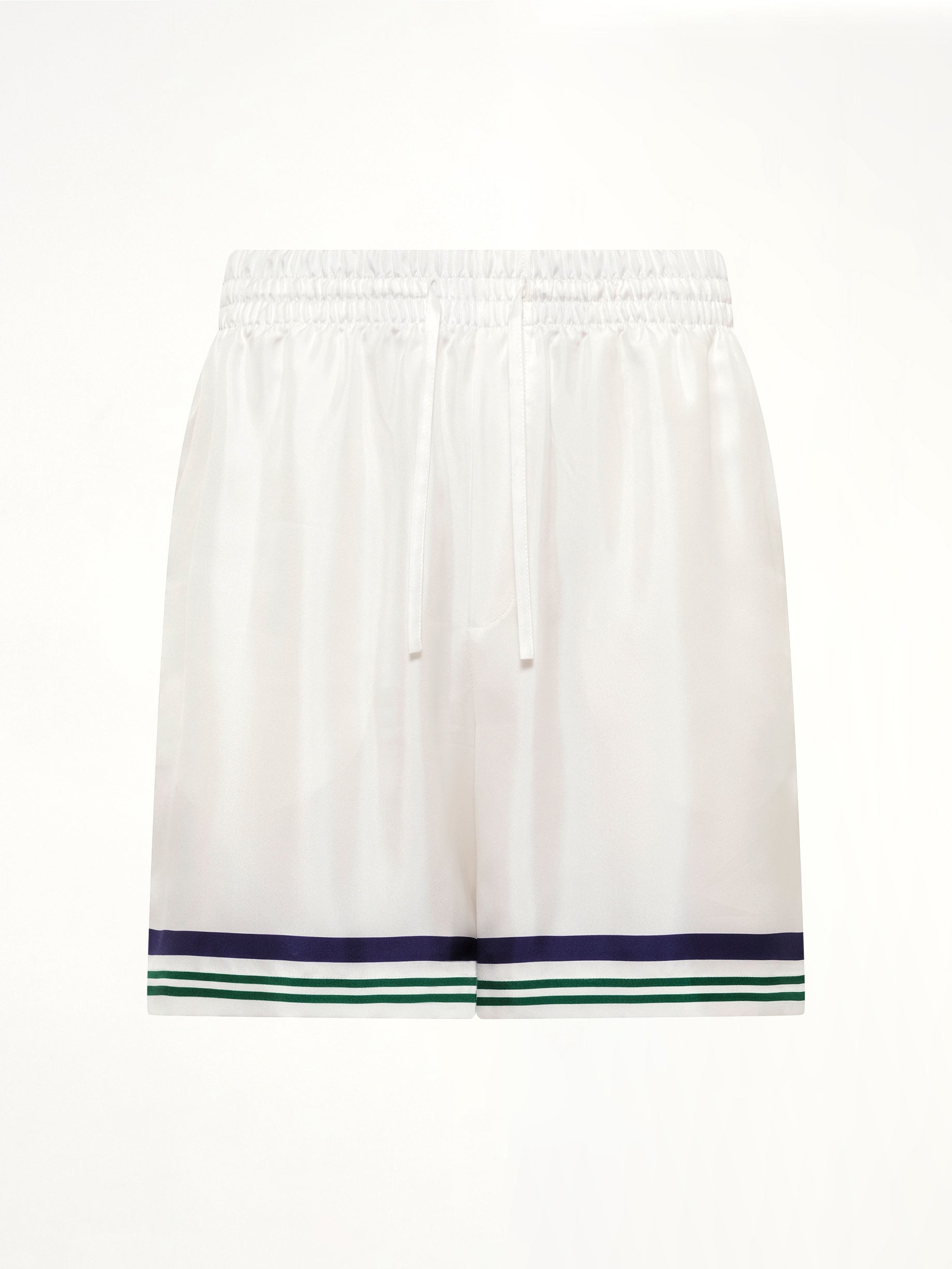 Hotel Emblem Silk Shorts in White