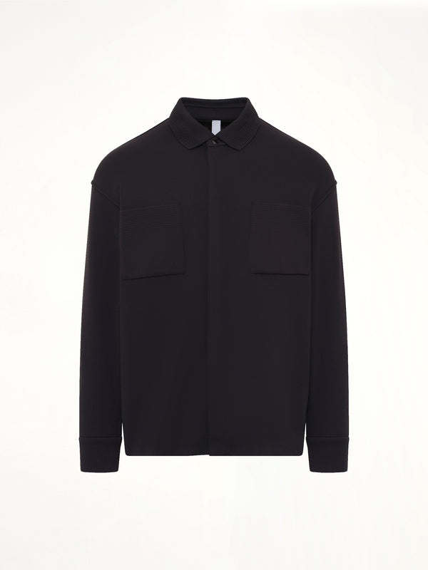 Soft Milan Covered Placket Shirt in Black