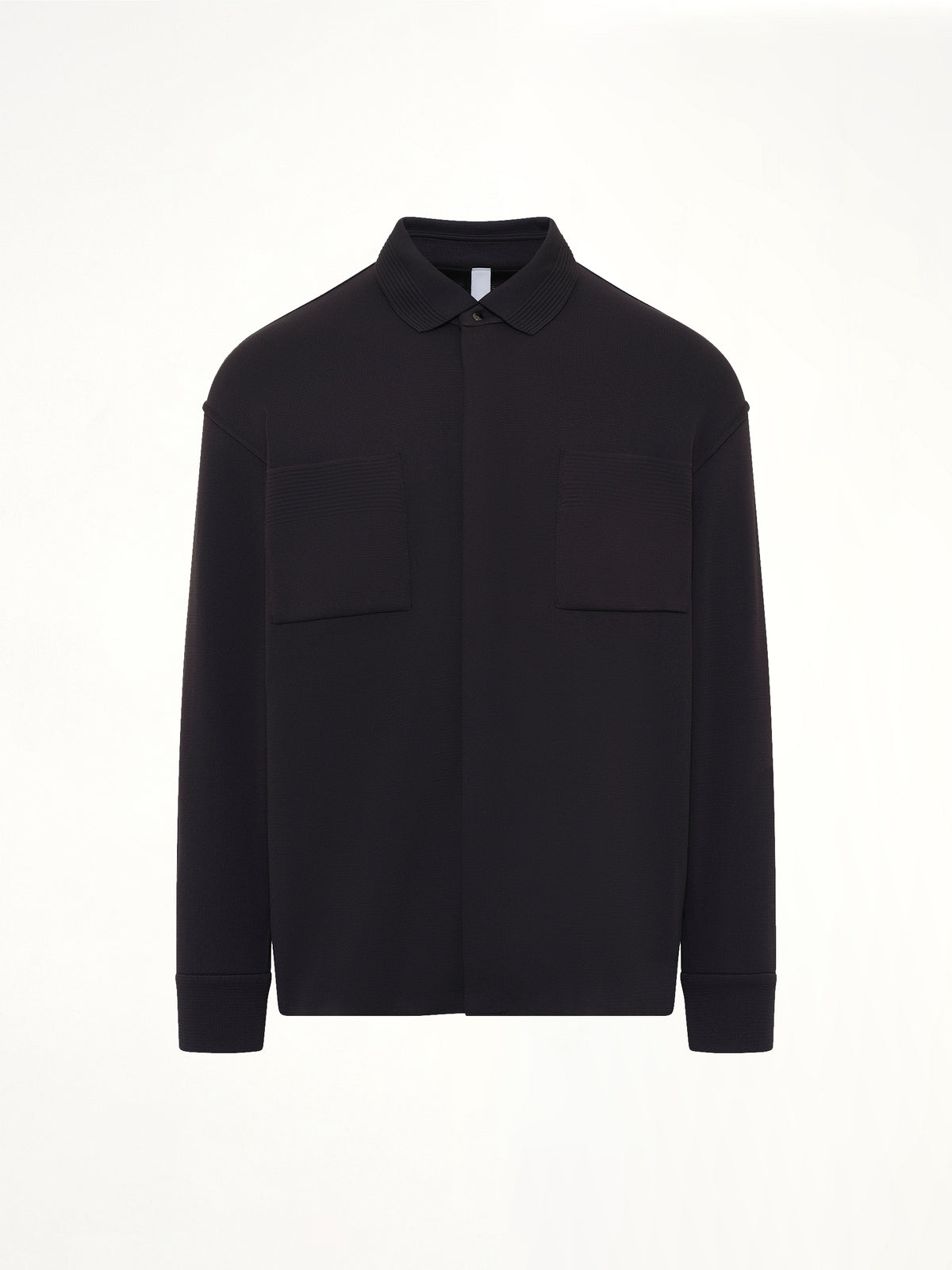 Soft Milan Covered Placket Shirt in Black