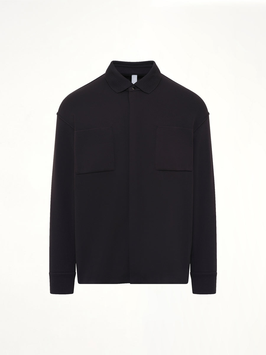 Soft Milan Covered Placket Shirt in Black