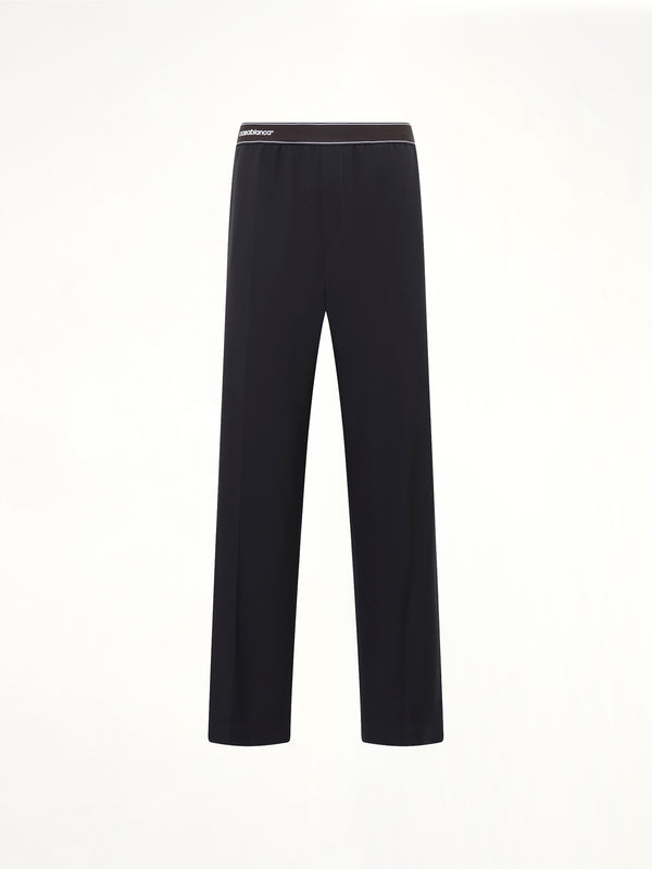Wool Blend Sports Trouser in Black