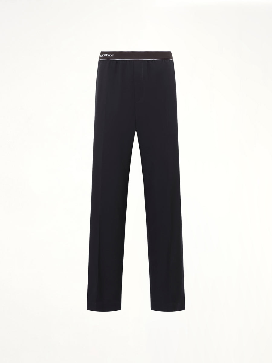 Wool Blend Sports Trouser in Black