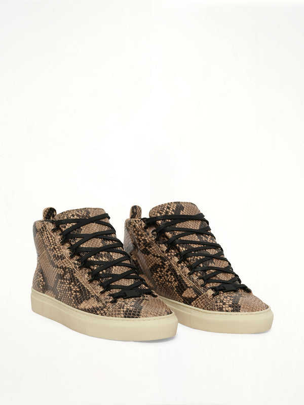 Arena High Python Sneakers in Beige