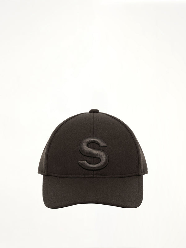 S Cap Wool Melton in Dark Khaki