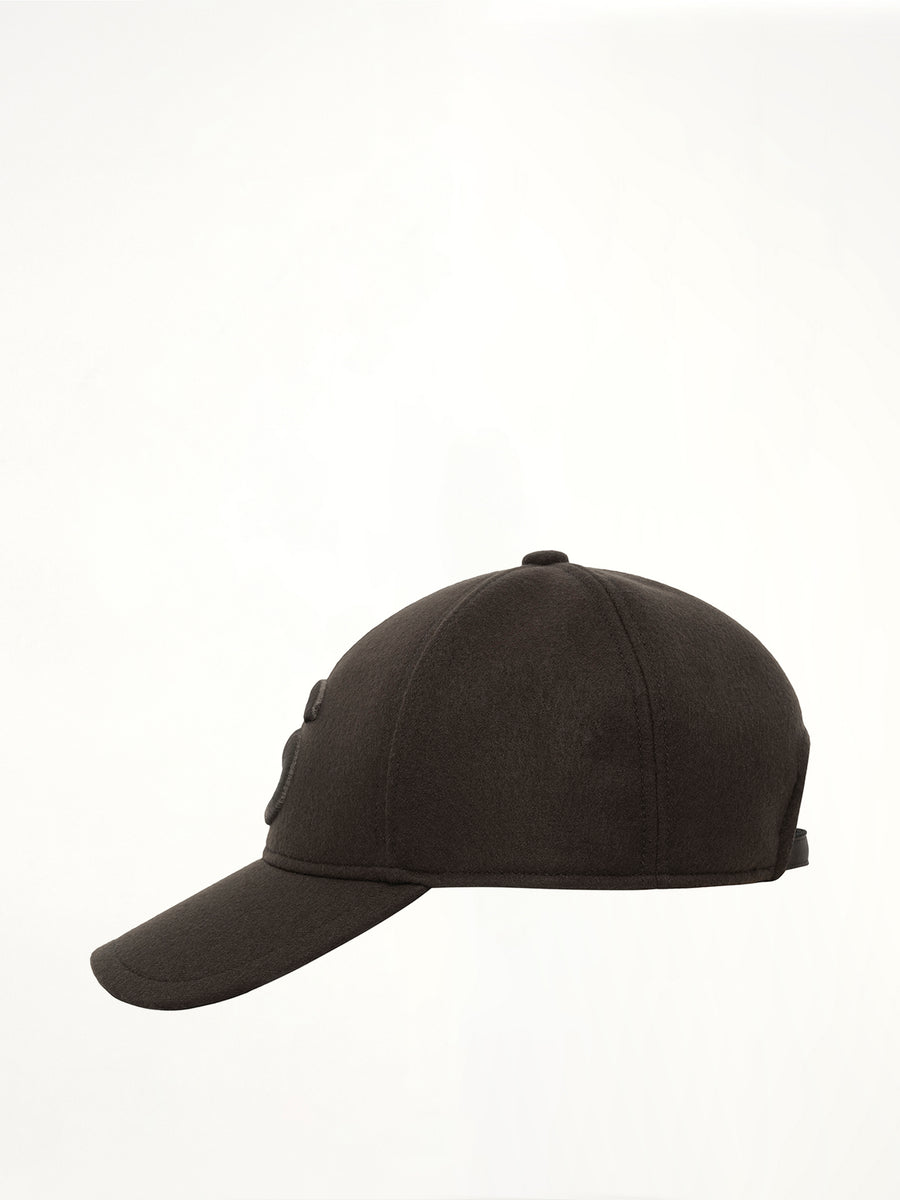 S Cap Wool Melton in Dark Khaki
