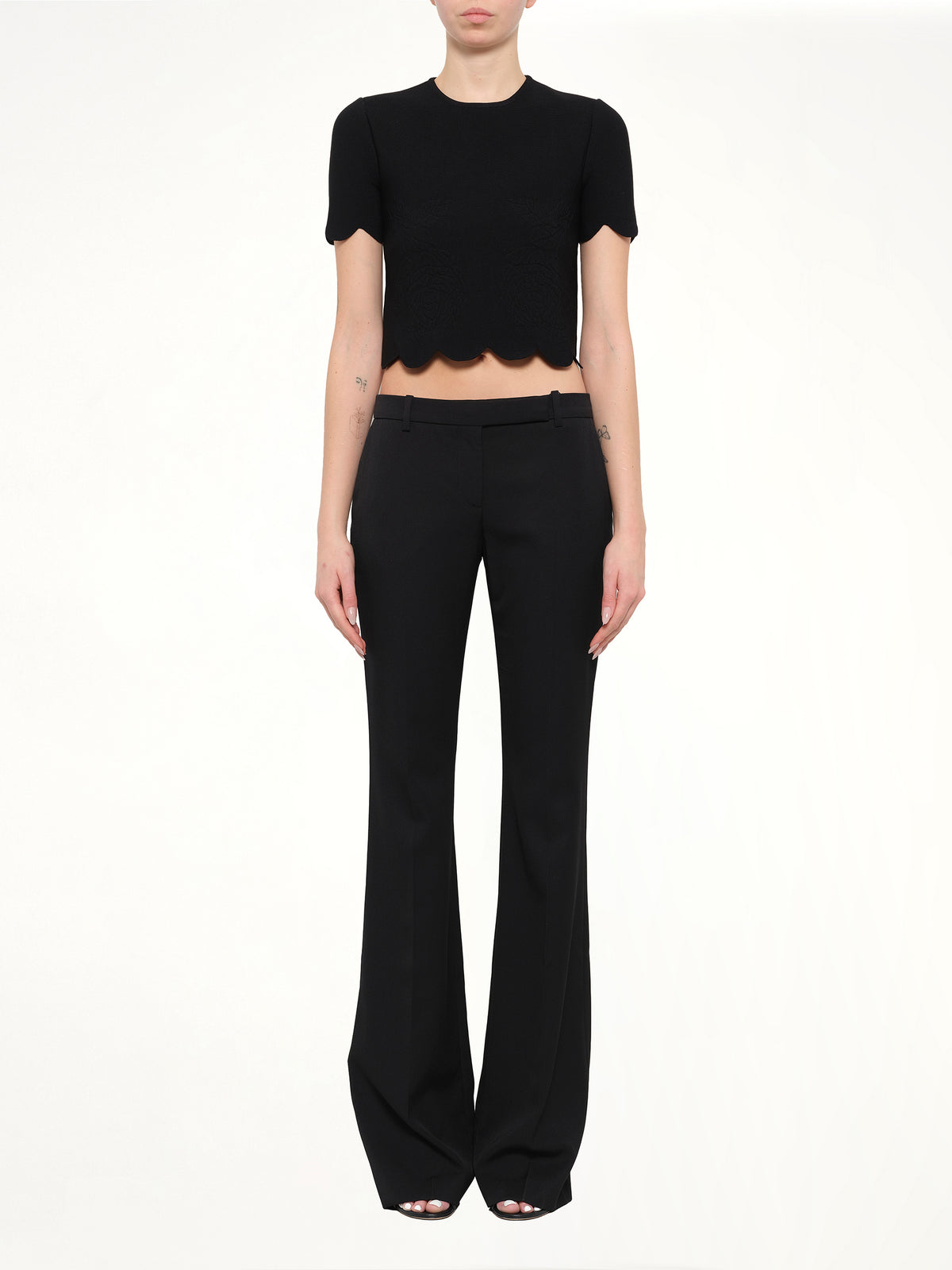 Alexander McQueen Embellished Rose Top in Black