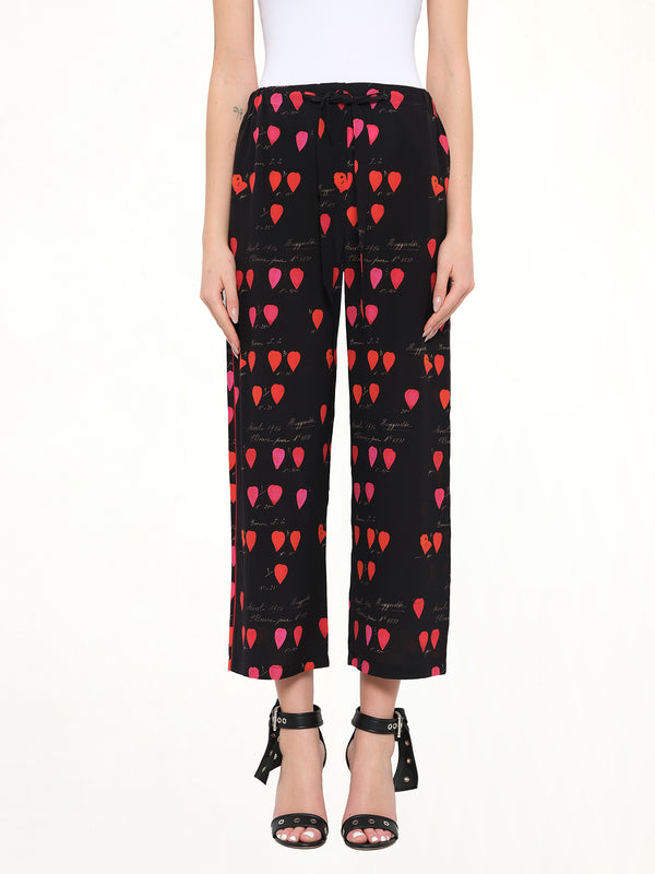 Alexander McQueen Petal Print Pants in Black/Red