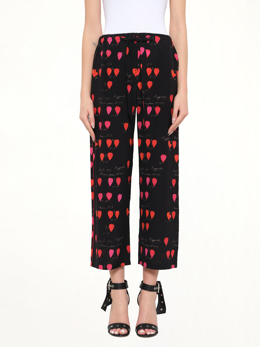 Alexander McQueen Petal Print Pants in Black/Red