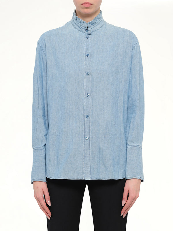 Alexander McQueen Embroidered Chambre Shirt in Blue