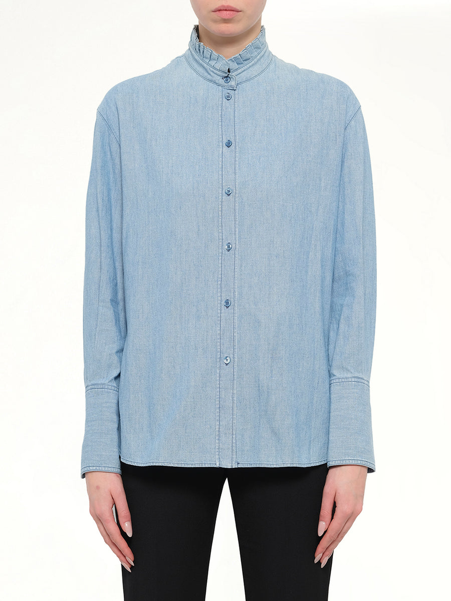 Alexander McQueen Embroidered Chambre Shirt in Blue