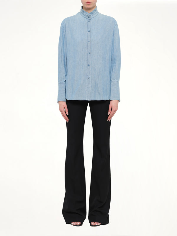 Alexander McQueen Embroidered Chambre Shirt in Blue