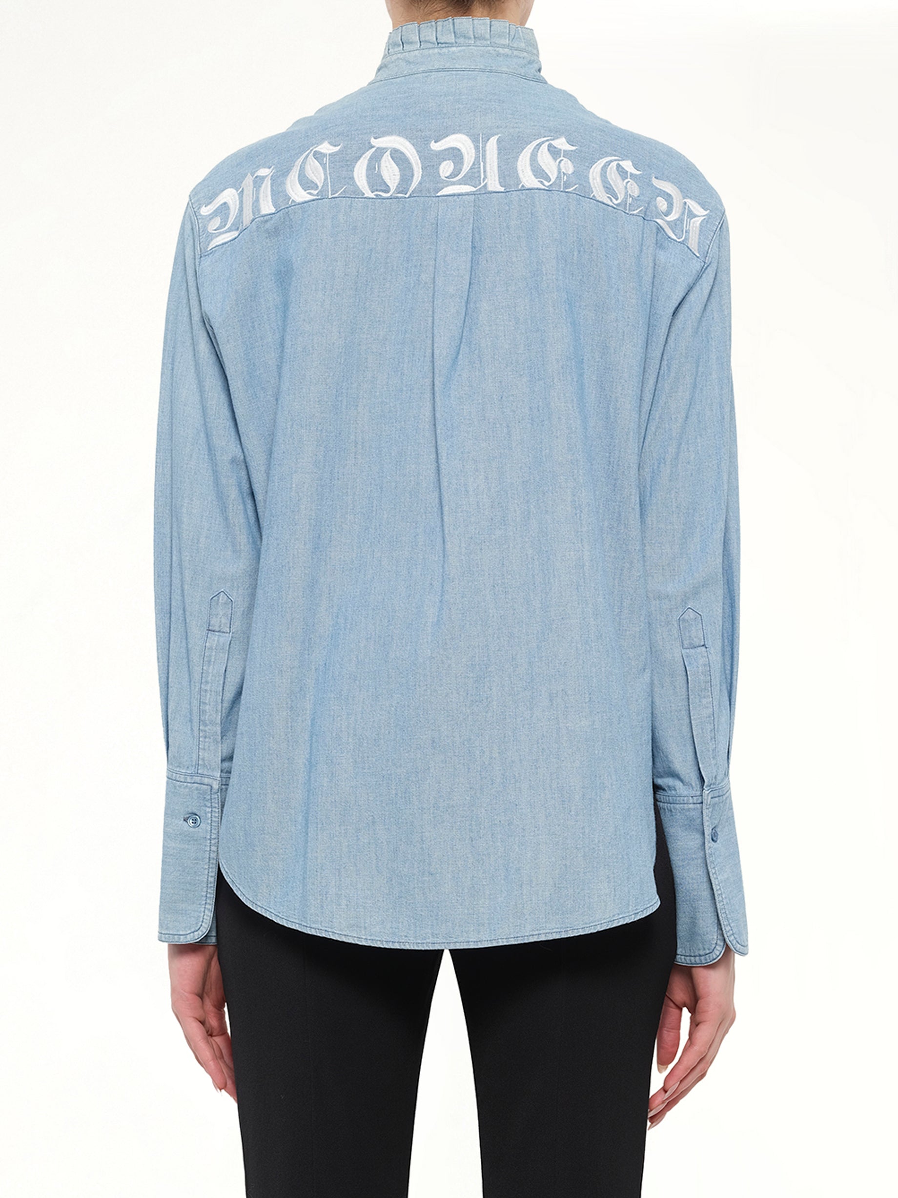 Alexander McQueen Embroidered Chambre Shirt in Blue