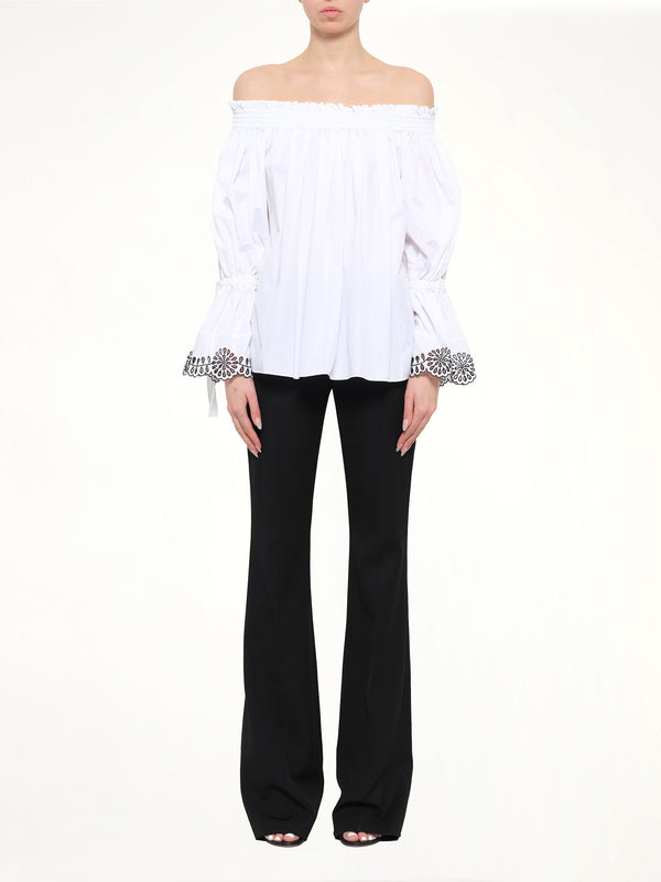 Popeline Shirt Top in White