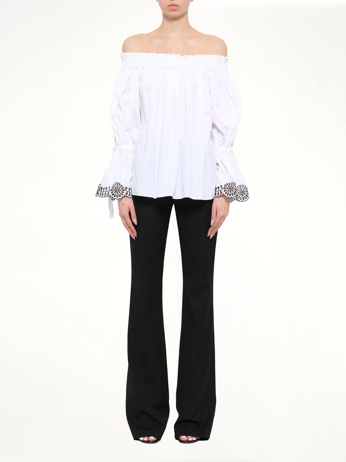 Popeline Shirt Top in White