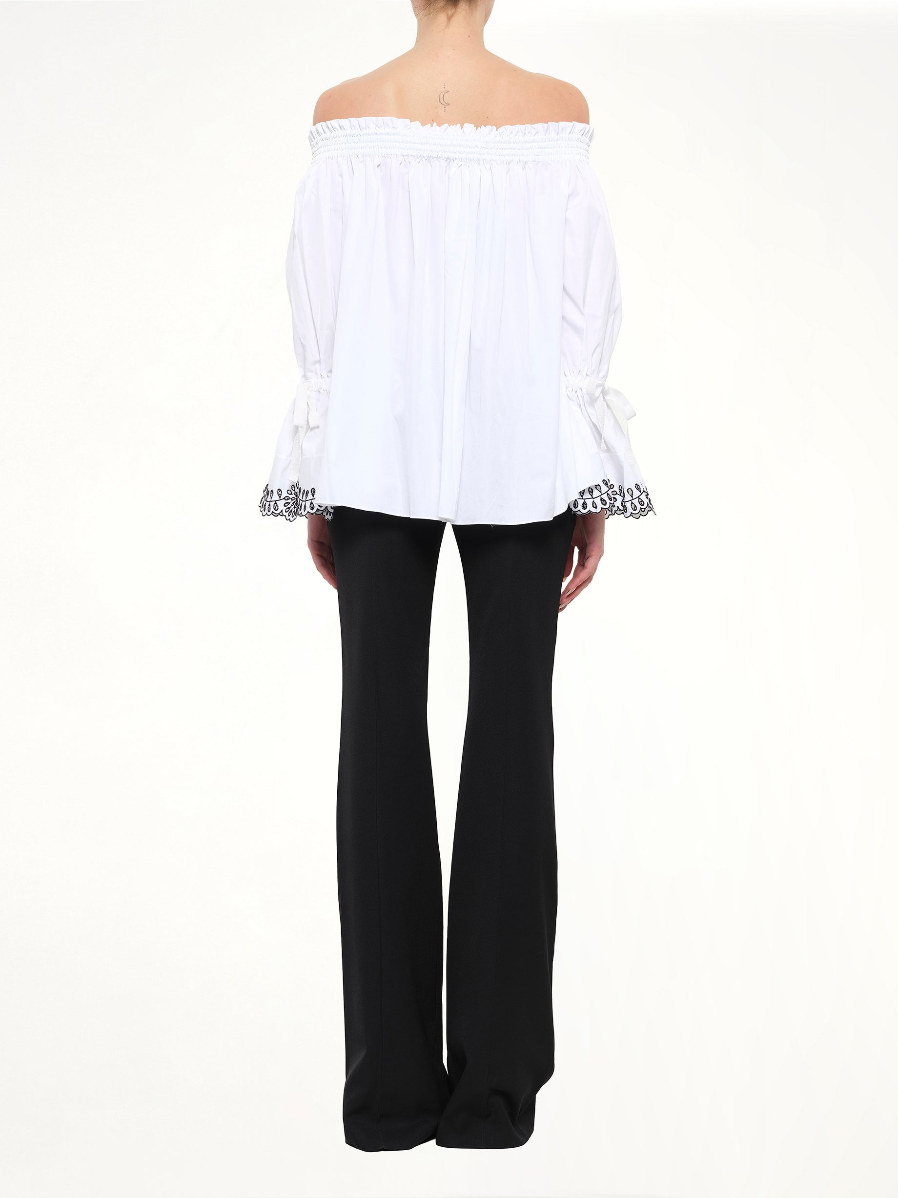 Popeline Shirt Top in White
