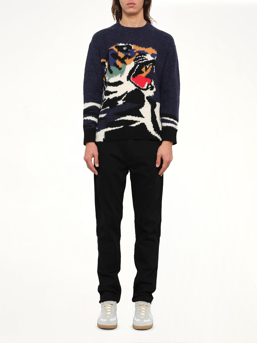 Tiger Head Knit in Blue