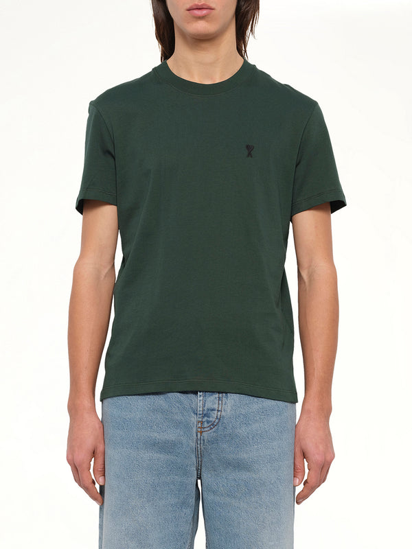Contrasted Ami De Coeur T-Shirt in Bottle Green