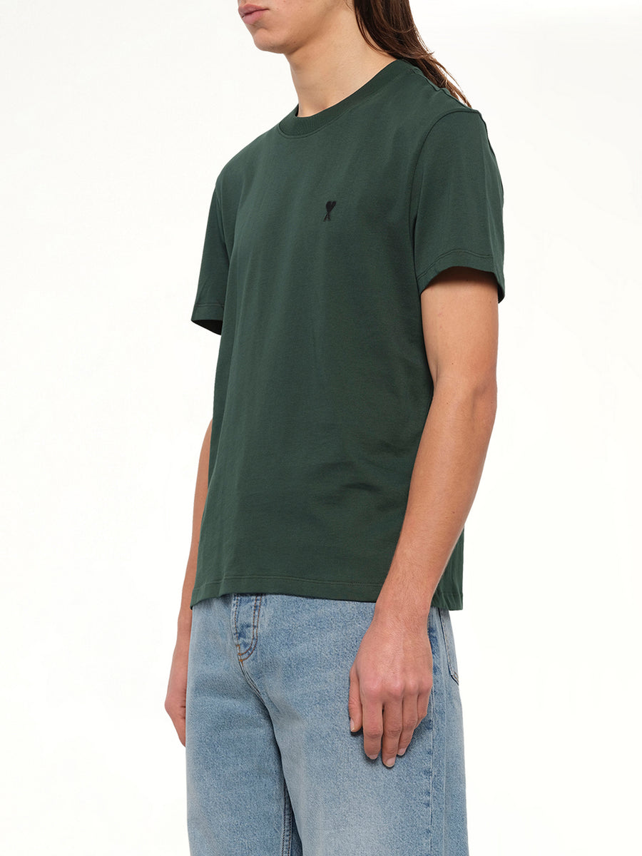 Contrasted Ami De Coeur T-Shirt in Bottle Green
