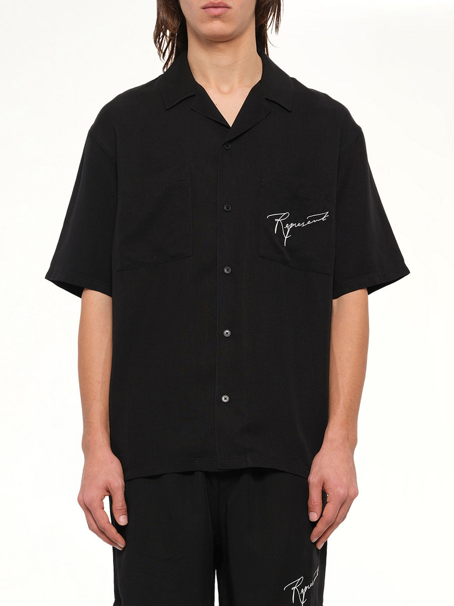 Love And Kisses Resort Shirt in Jet Black