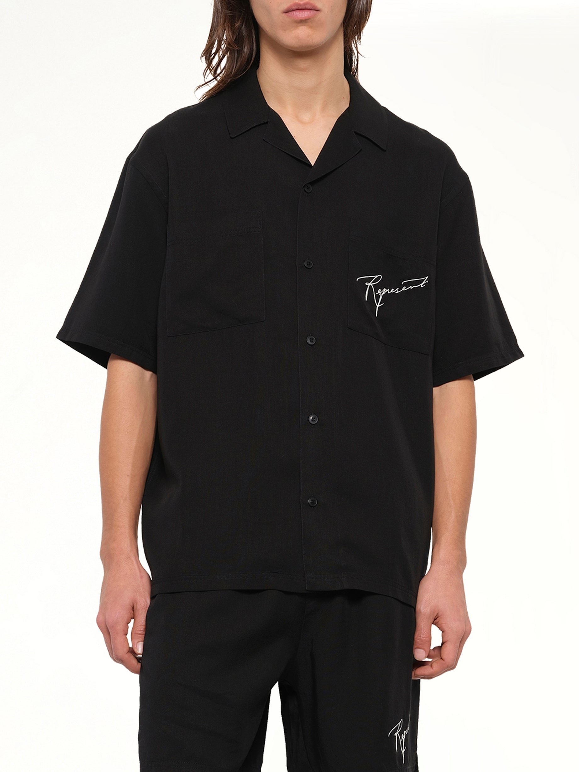 Love And Kisses Resort Shirt in Jet Black